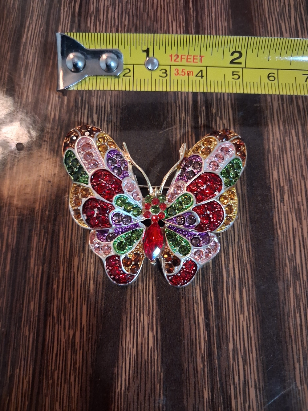Multicolor Crystal Butterfly Brooch Pin - Picture 4 of 4